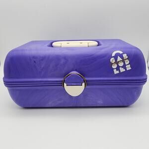 Vintage Caboodles Makeup Case Purple Swirl Mirror Slide Out Trays 3 Tiers 920381
